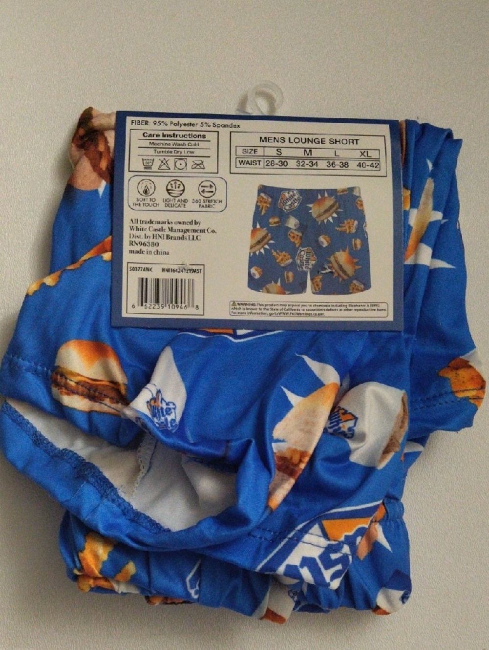 White Castle Men's Lounge Short Boxers Size L 36-38" New - Picture 3 of 4